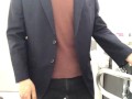 【4K 必見】ジャケット姿で出先の多目的トイレでおしっこ！