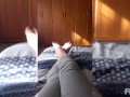 Playing with my feet on the Bed