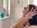 naughty girl masturbates in the bathroom with her boyfriend's toothbrush