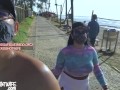 Kriss Hotwife With Transparent Top Without Bra Taking A Morning Walk On The Beach