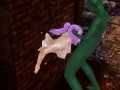 Ogre Shion stuck in the wall and goblin fucked her face