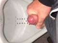 Almost Caught jerking off in front of the urinal because of the camera light, had to stop for later 