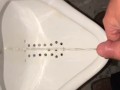 Almost Caught jerking off in front of the urinal because of the camera light, had to stop for later 