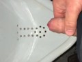 Almost Caught jerking off in front of the urinal because of the camera light, had to stop for later 