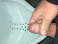 Almost Caught jerking off in front of the urinal because of the camera light, had to stop for later 