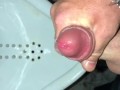 Almost Caught jerking off in front of the urinal because of the camera light, had to stop for later 