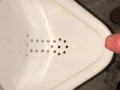Almost Caught jerking off in front of the urinal because of the camera light, had to stop for later 