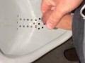 Almost Caught jerking off in front of the urinal because of the camera light, had to stop for later 