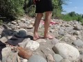 PUBLIC BEACH HANDJOB: a cute nasty girl makes me cum