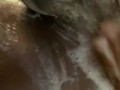 Having fun with shaving cream
