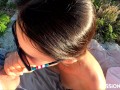 Public risky doggy fuck after blowjob with friend's wife in top of mountains | PassionBunny