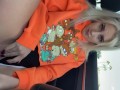 Blonde girl fucks herself and squirts in public