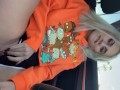 Blonde girl fucks herself and squirts in public