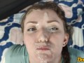 Facial compilation Cute schoolgirl's face filled with lots of warm cum Girlfriend Cum hair