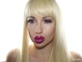 AHEGAO Silly Bimbo Useful Blonde Slut Licking, Sucking, Teasing Your Cock With Big Purple Lips