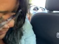 Black BBW sucks Daddy's cock while wife drives, shows big tits