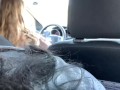 Black BBW sucks Daddy's cock while wife drives, shows big tits