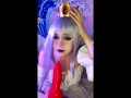 Boosette Sucks Big Red Knotted Dildo