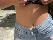 Risky Clothed Sex Public Flashing and big Creampie for College girl Yoya Grey