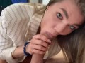 Make up girl sucking porn actor behind the scenes!