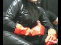 smoking wife in red rubber gloves milking me 1