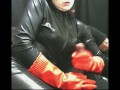 smoking wife in red rubber gloves milking me 1