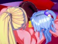 Megumin, Aqua, and Darkness in a lesbian threesome - KonoSuba Hentai.