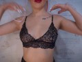 Masturbation from a cutie in stockings and lace lingerie