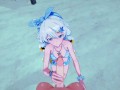 POV mouth fucking Kiana Kaslana on a table - Honkai Impact 3 Hentai.