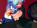 Aqua getting fucked hard then given a facial - Konosuba Hentai.