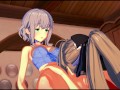 Isuzu Sento and Muse lick each other's pussies on the bed - Amagi Brilliant Park Hentai.