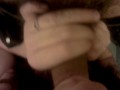 FPOV quickie blow job, cum in mouth