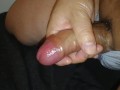 Uncircumcised oneminute man jerkoff with my oiled cock shooting sperm into a 15 ml vial, 3ml 1st cum