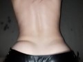Fast cum on her leather pants