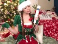 Santa's slutty little helper found a naughty surprise under the Christmas tree