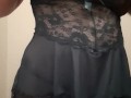 Chubby chick wearing lace lingerie touching herself