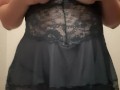 Chubby chick wearing lace lingerie touching herself
