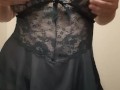 Chubby chick wearing lace lingerie touching herself