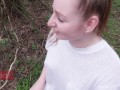 Redhead Gives Blowjob off Hiking Trail and Gets Hot Facial