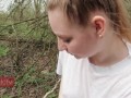 Redhead Gives Blowjob off Hiking Trail and Gets Hot Facial