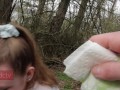Redhead Gives Blowjob off Hiking Trail and Gets Hot Facial