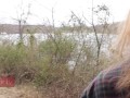 Redhead Gives Blowjob off Hiking Trail and Gets Hot Facial