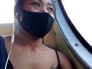 Slave May risky and shameless flashing in bus and station