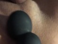 Poor guy is locked in a chastity so he uses a rotating prostate massager for some pleasure