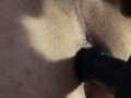 Poor guy is locked in a chastity so he uses a rotating prostate massager for some pleasure