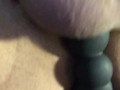 Poor guy is locked in a chastity so he uses a rotating prostate massager for some pleasure