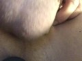 Poor guy is locked in a chastity so he uses a rotating prostate massager for some pleasure