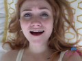 Skinny Amateur redhead with small tits & braces gets pussy eaten and rides cock (POV) Scarlet Skies