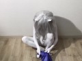 White Zentai Cat Wears Blue Leohex