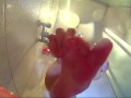 Oiling nice body in the shower. Babe washes in the shower, shaves her pussy, oil massage. part 4